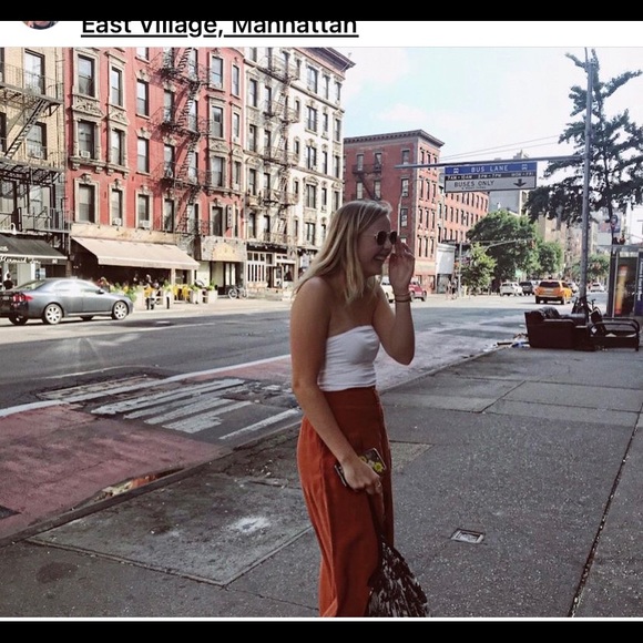 Zara | Pants u0026 Jumpsuits | Zara Wide Legged Cropped Burnt Orange Pants Size  M | Poshmark